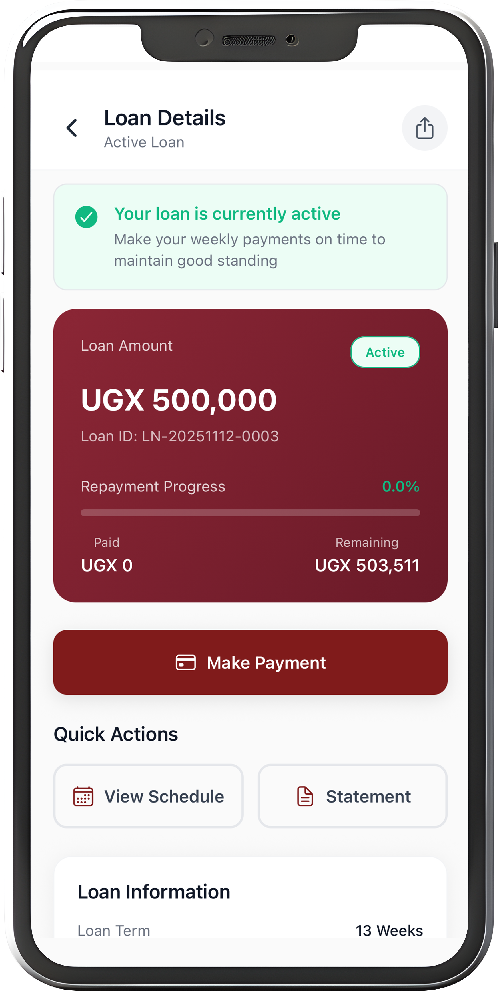 Loan Screen